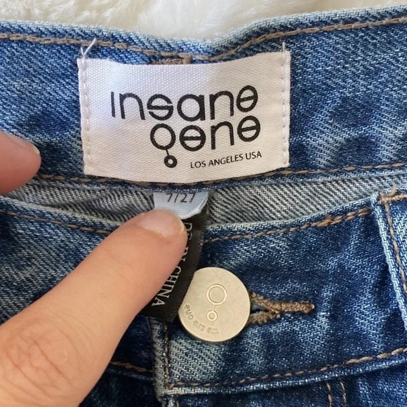 Insane gene 90s loose wide straight jeans with slits at bottom hem - Picture 10 of 12